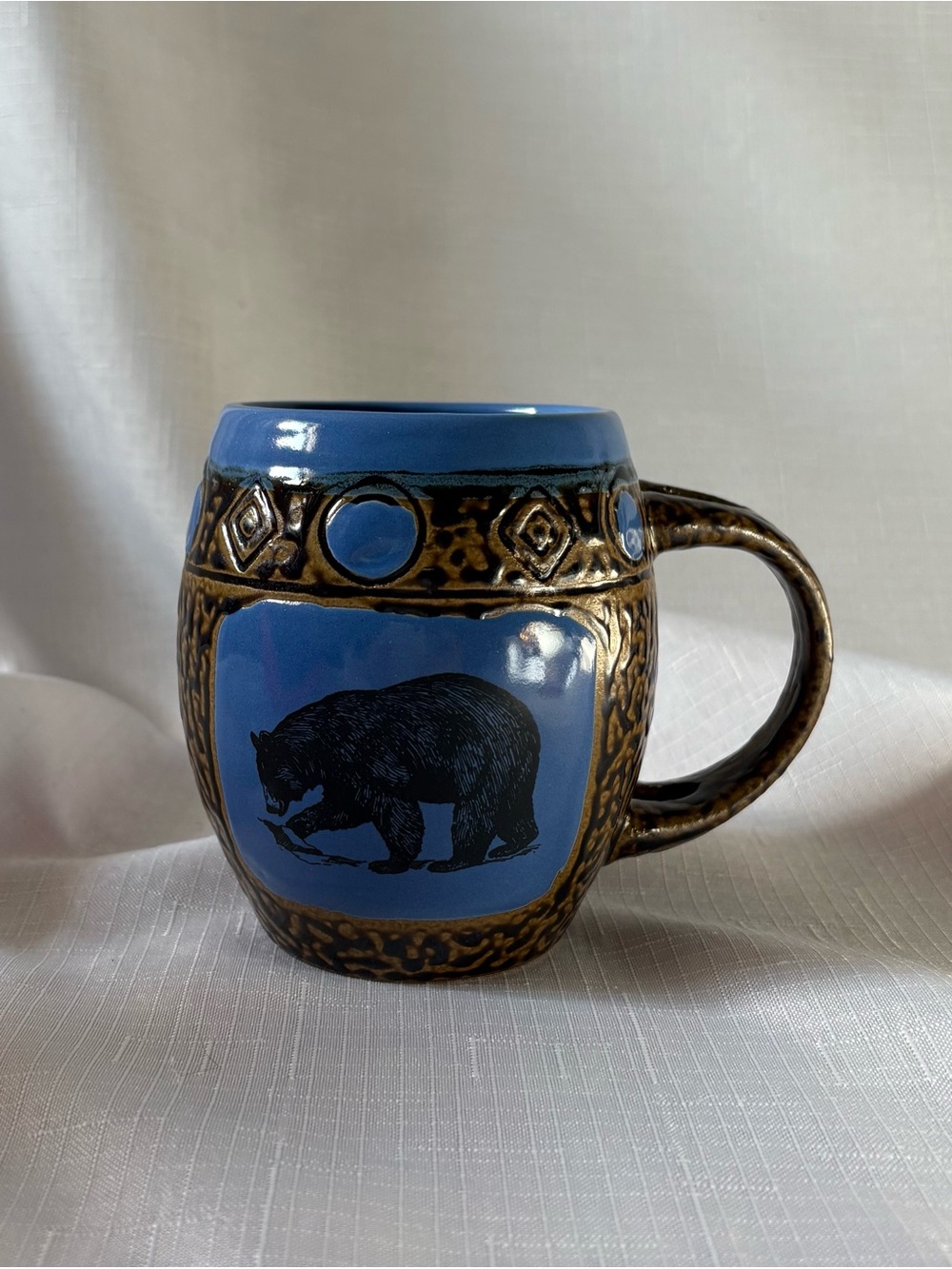 Always Azul Pottery Blue and Brown Bear Ceramic Mug